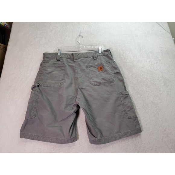 Carhartt Shorts Men Size 38 Gray 100% Cotton Flat Front Medium Wash Pockets Logo - Picture 2 of 9